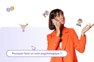 Une femme professionnelle au téléphone pour illustrer la question "pourquoi faire un suivi psychologique ?"