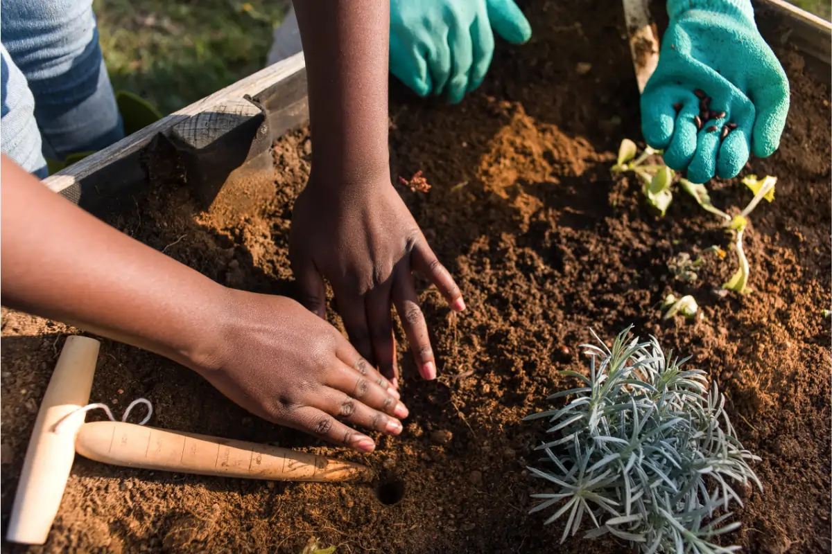 Idée de séminaires entreprises : Atelier jardinage. Une personne en train de jardiner