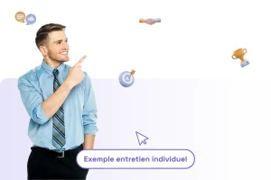 une professionnel avec une phrase sous lui : "exemple entretien individuel" pour illustrer le sujet de l'article