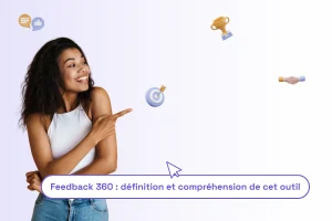 une jeune femme professionnelle avec une phrase pour illustrer le sujet de l'article : "Feedback 360 : définition et compréhension de cet outil"
