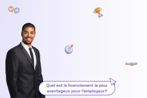 un homme professionnel en costume avec une phrase illustrant le sujet de l'article : "quel est le licenciement le plus avantageux pour l'employeur"