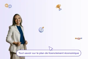 une femme professionnelle avec une phrase sous elle pour illustrer le sujet de l'article : "tout savoir sur le plan de licenciement économique"