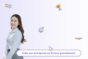une femme professionnelle avec une phrase permettant d'illustrer l'article : "créer son entreprise sur Evreux gratuitement"