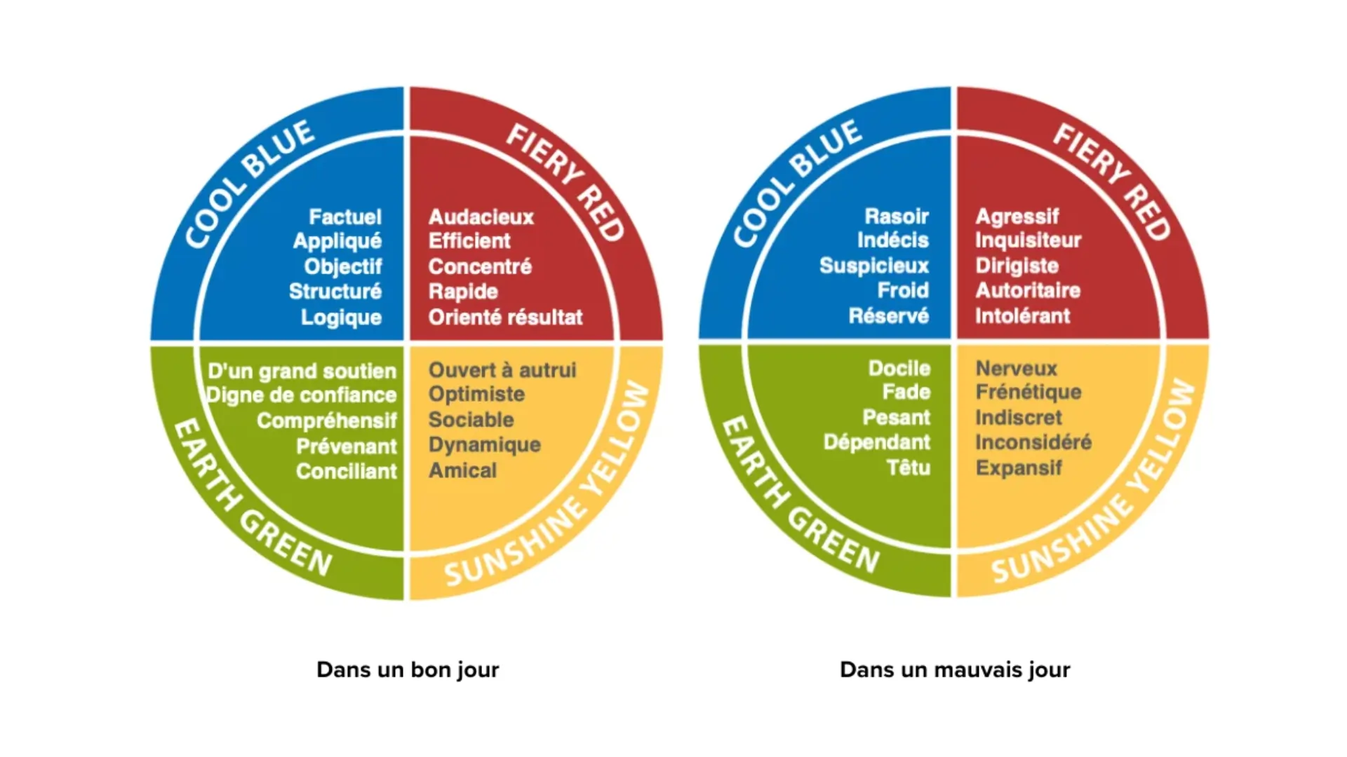 Insights Discovery, roue des couleurs spécificités de communication des différents types de personnalité