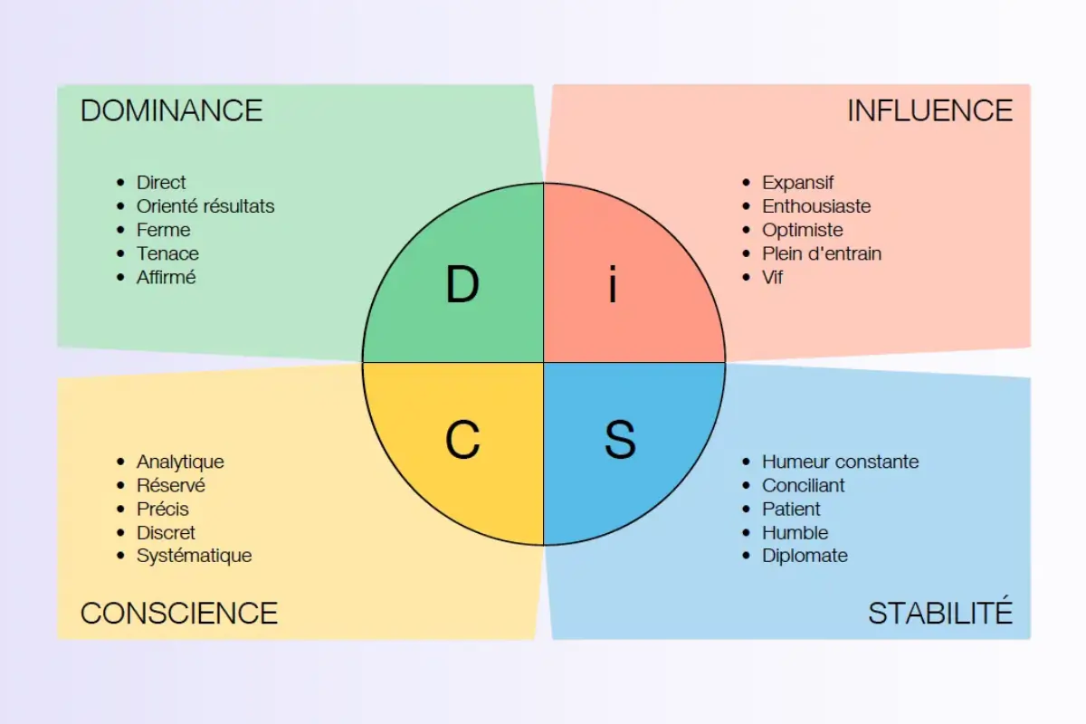 Les profils proposés par le DISC dans le cadre d'un comparatif entre DISC, MBTI et Insight Discovery