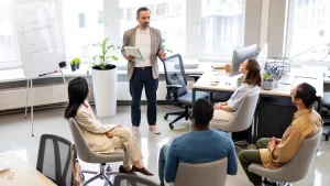 Un coaching d'équipe a lieu en entreprise