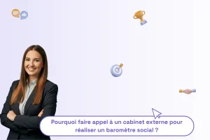 une femme professionnelle avec une phrase illustrant le sujet de l'article : Pourquoi faire appel à un cabinet externe pour réaliser un baromètre social ?